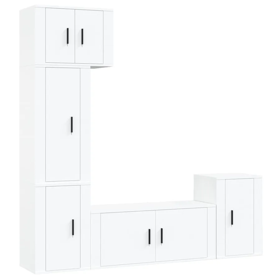 Ensemble de meubles TV 5 pcs Blanc Bois d'ingénierie - 2