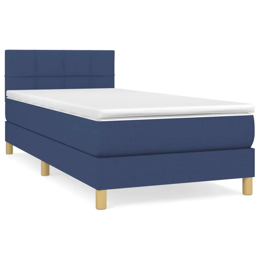 Sommier à lattes de lit avec matelas Bleu 100x200 cm Tissu - 2