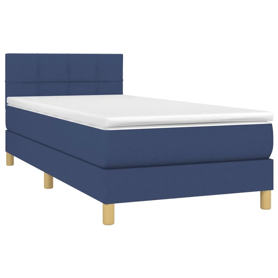 Sommier à lattes de lit avec matelas Bleu 100x200 cm Tissu - 3