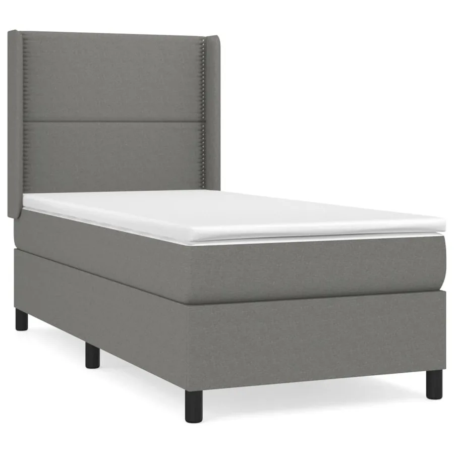 Sommier à lattes de lit avec matelas Gris foncé 90x200 cm Tissu - 2