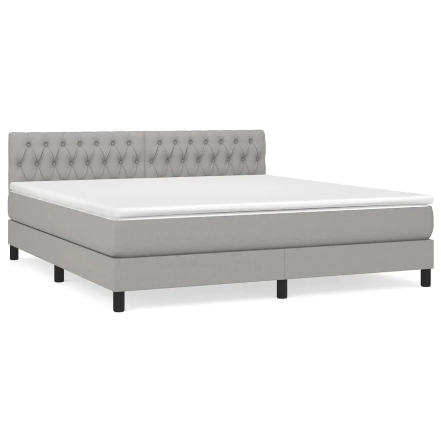 Sommier à lattes de lit avec matelas Gris clair 180x200cm Tissu - 2