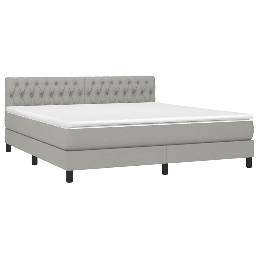 Sommier à lattes de lit avec matelas Gris clair 180x200cm Tissu - 3
