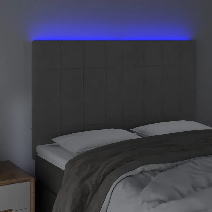 Tête de lit à LED Gris foncé 144x5x118/128 cm Velours - 3