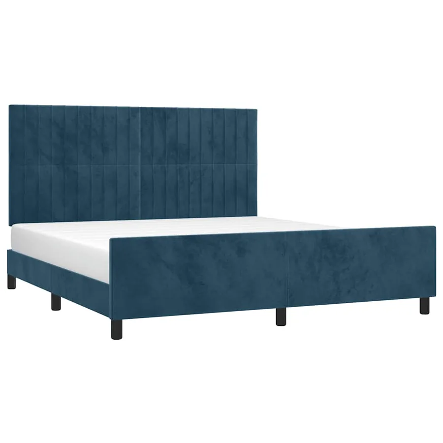 Cadre de lit sans matelas bleu foncé velours - 3