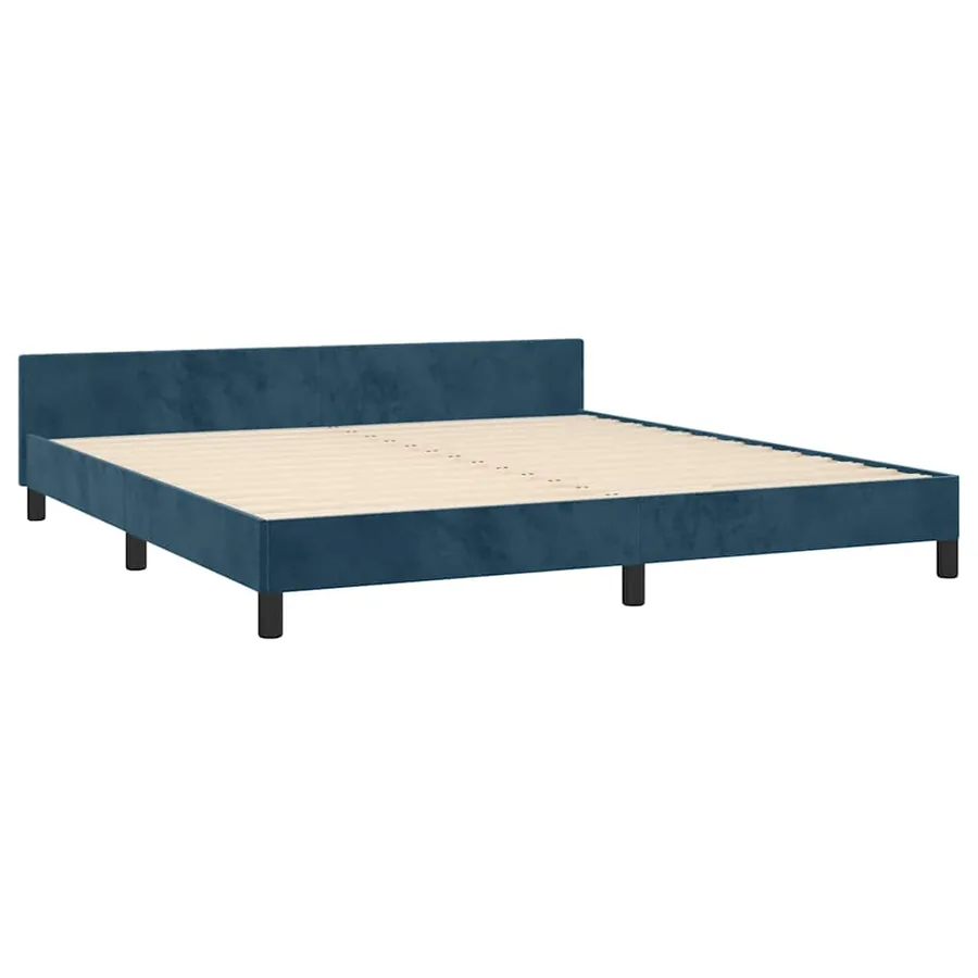 Cadre de lit sans matelas bleu foncé velours - 5