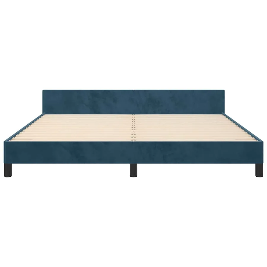 Cadre de lit sans matelas bleu foncé velours - 6