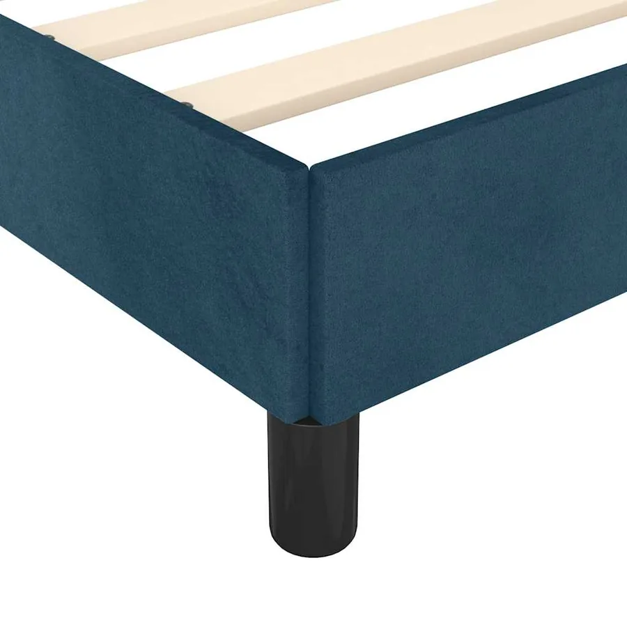 Cadre de lit sans matelas bleu foncé velours - 9