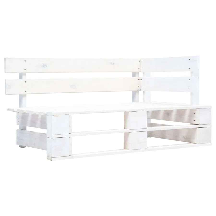 Canapé d'angle palette de jardin Bois de pin imprégné de blanc - 2