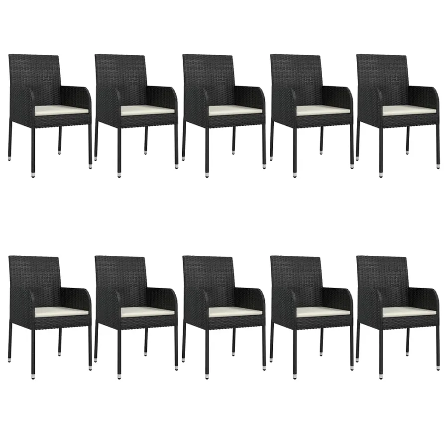 Ensemble à manger de jardin 11 pcs coussins noir résine tressée - 4