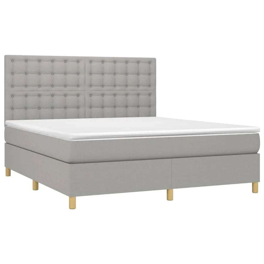 Sommier à lattes de lit matelas et LED Gris clair 160x200 cm - 3