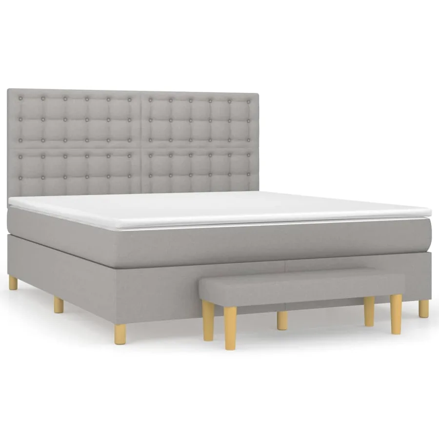 Sommier à lattes de lit avec matelas Gris clair 160x200cm Tissu - 2