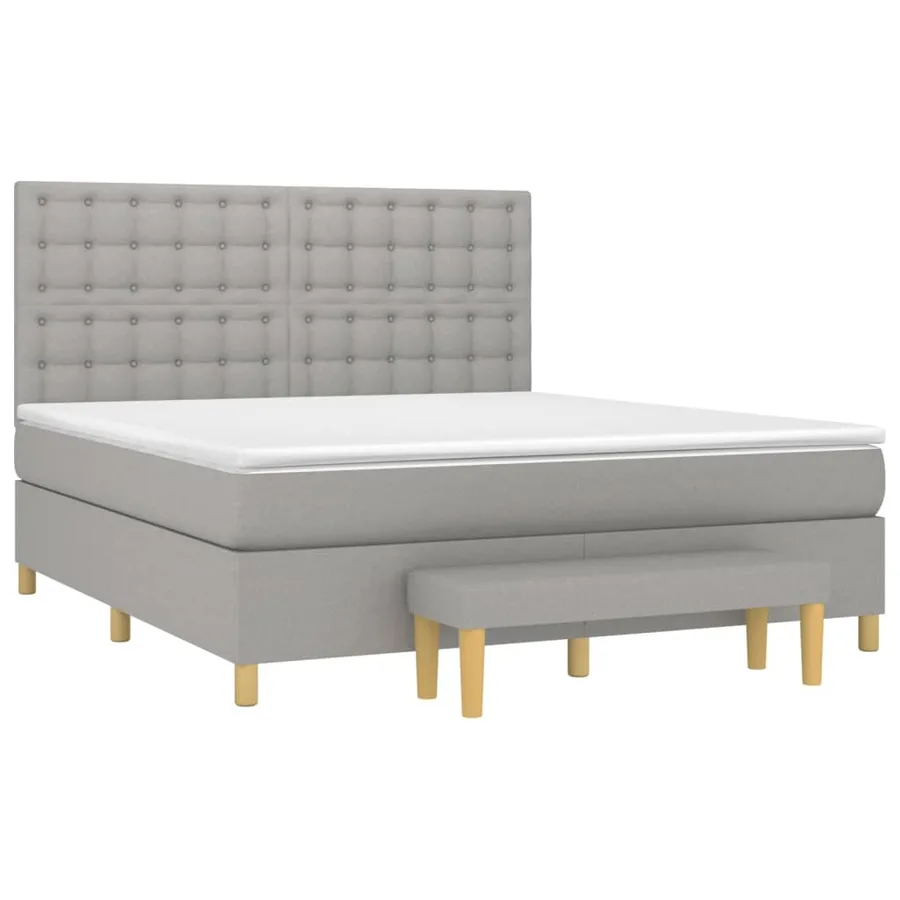 Sommier à lattes de lit avec matelas Gris clair 160x200cm Tissu - 3