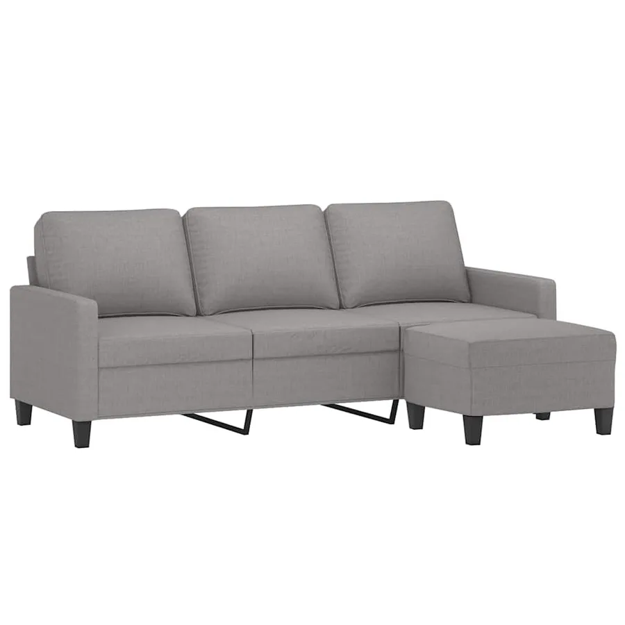 Canapé à 3 places avec repose-pieds Gris clair 180 cm Tissu - 3