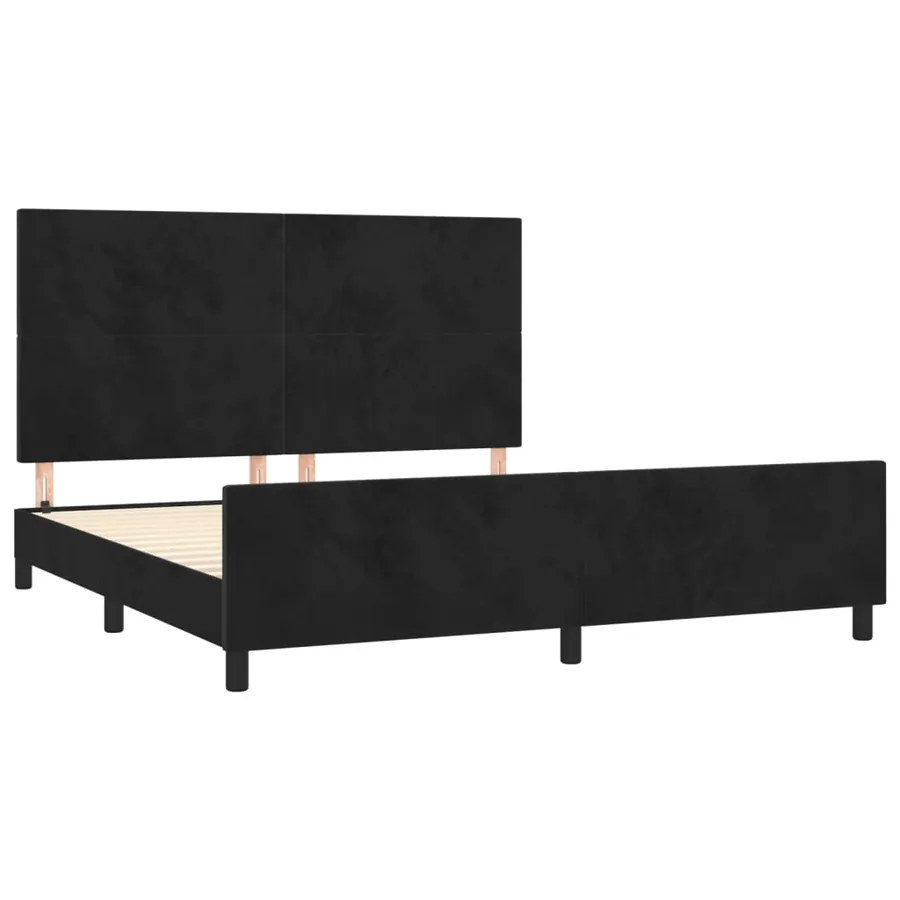 Cadre de lit sans matelas noir velours - 4