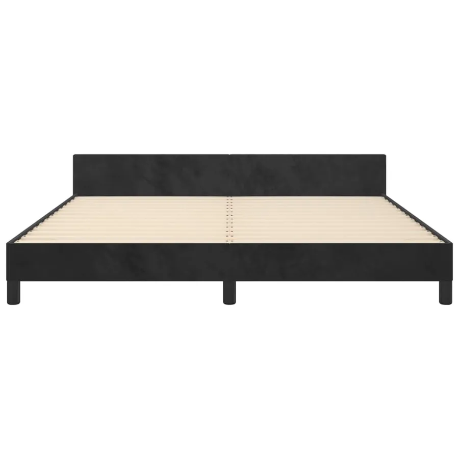 Cadre de lit sans matelas noir velours - 6