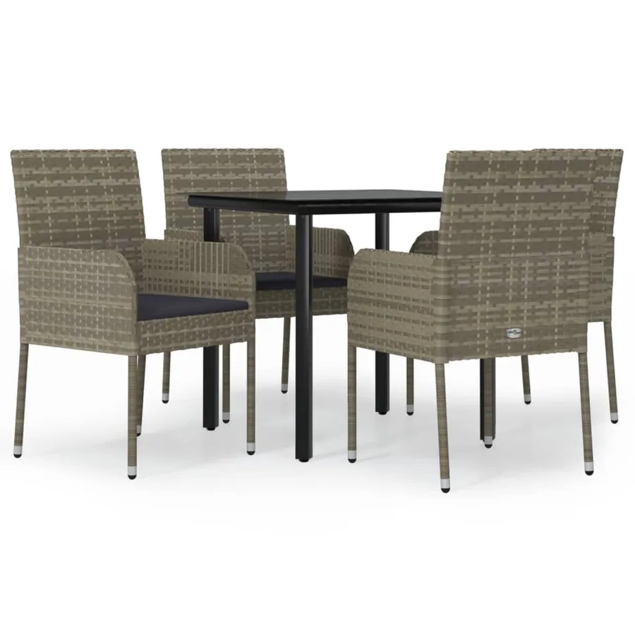 Ensemble à manger de jardin coussins 5 pcs noir et gris - 2