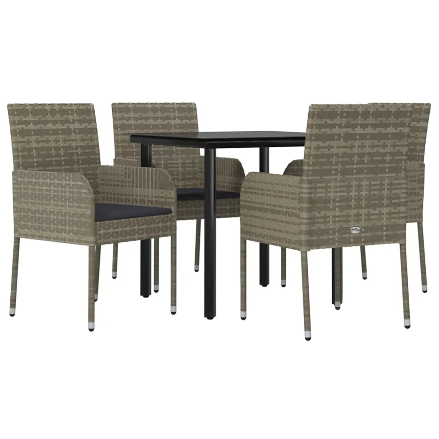 Ensemble à manger de jardin coussins 5 pcs noir et gris - 3