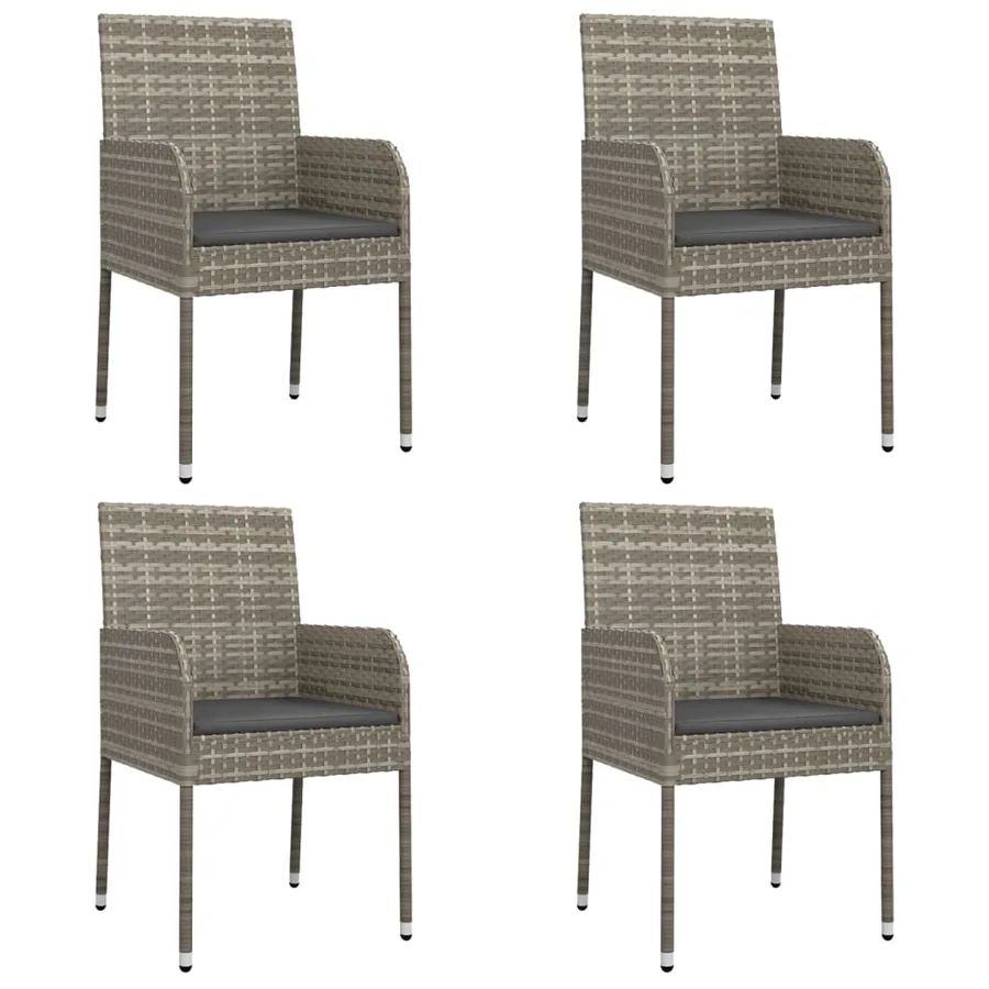 Ensemble à manger de jardin coussins 5 pcs noir et gris - 4