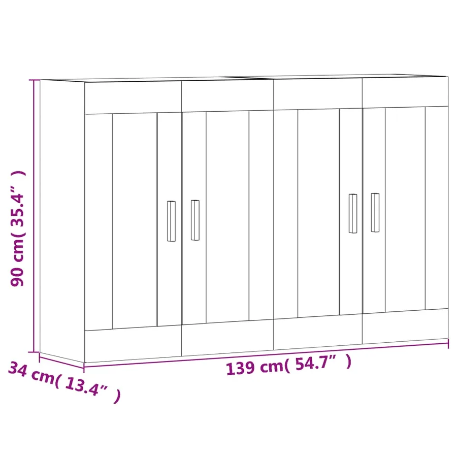 Armoires murales 2 pcs blanc bois d'ingénierie - 12