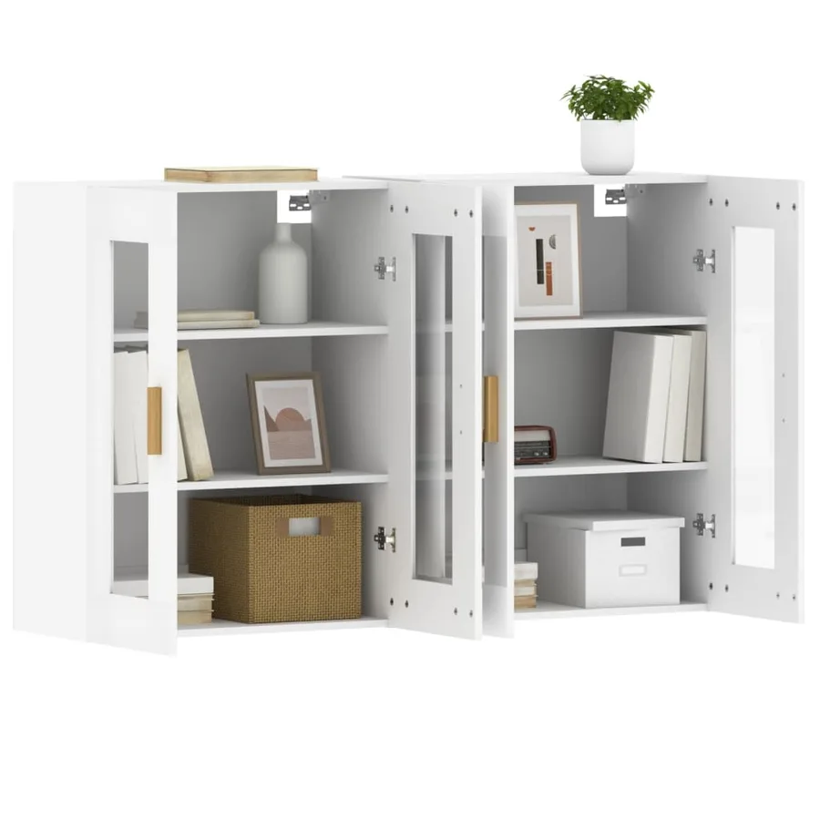 Armoires murales 2 pcs blanc bois d'ingénierie - 4