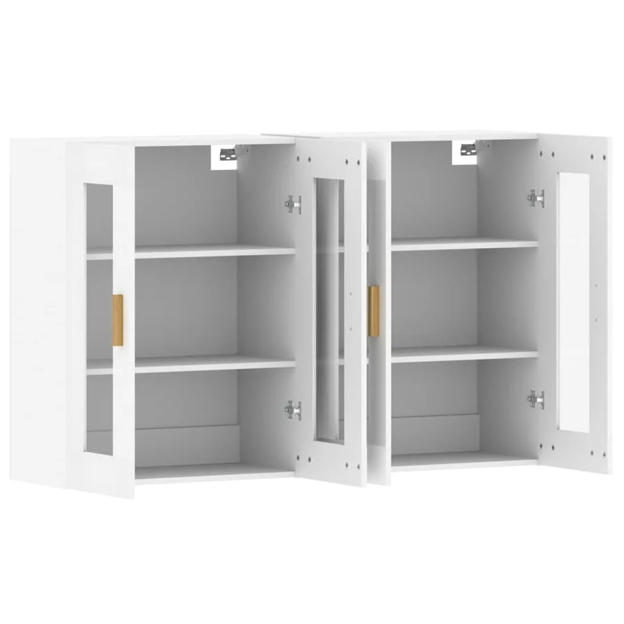 Armoires murales 2 pcs blanc bois d'ingénierie - 5