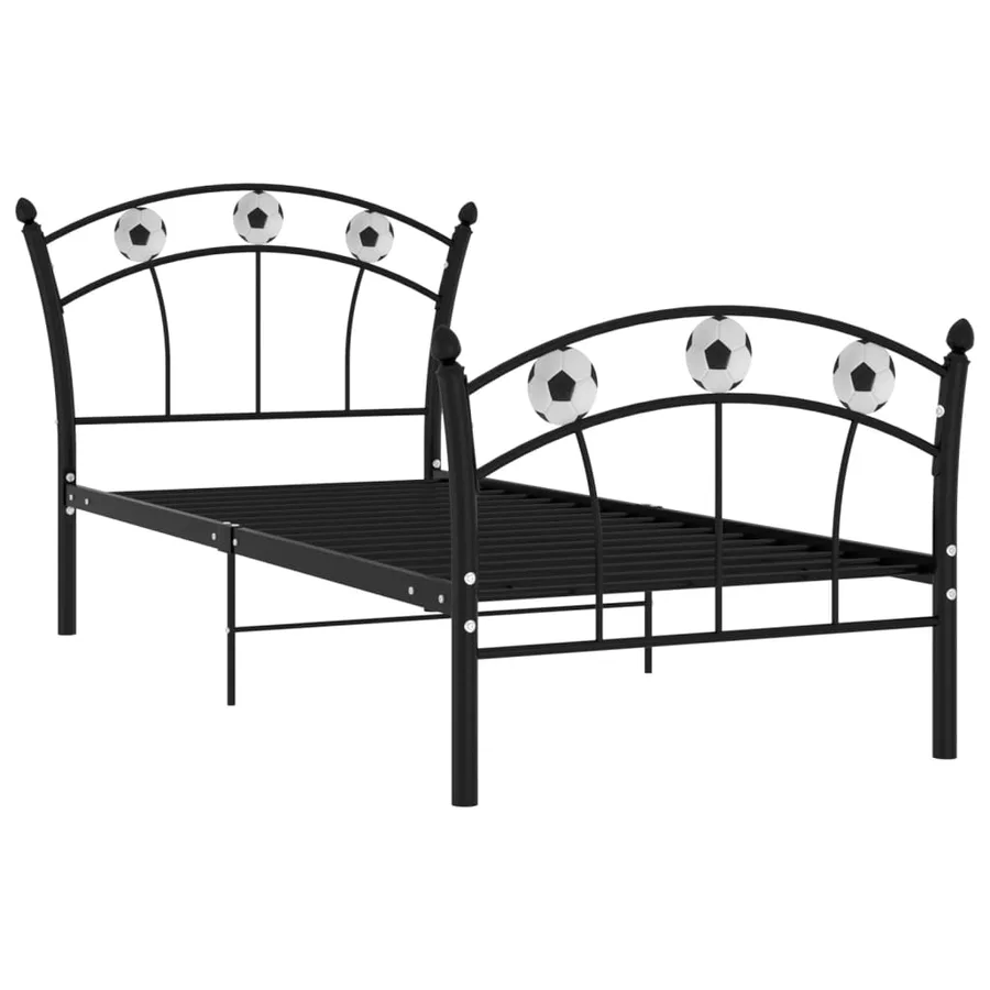 Cadre de lit sans matelas noir métal 90x200 cm - 2