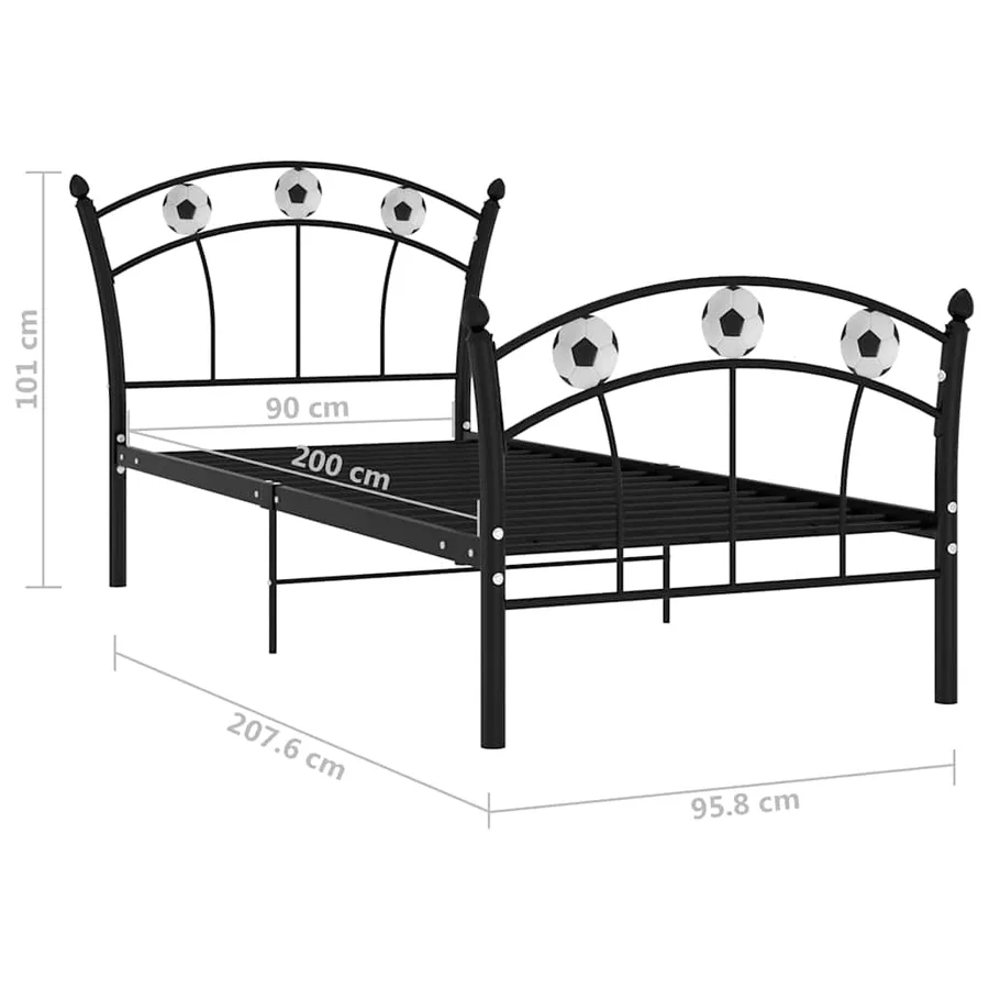 Cadre de lit sans matelas noir métal 90x200 cm - 6
