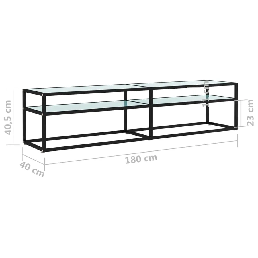 Meuble TV Marbre blanc 180x40x40,5 cm Verre trempé - 7