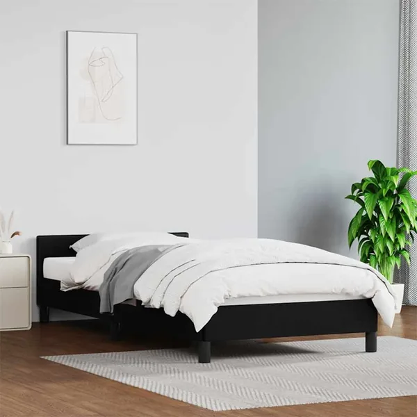 Cadre de lit avec tête de lit sans matelas noir 100x200 cm