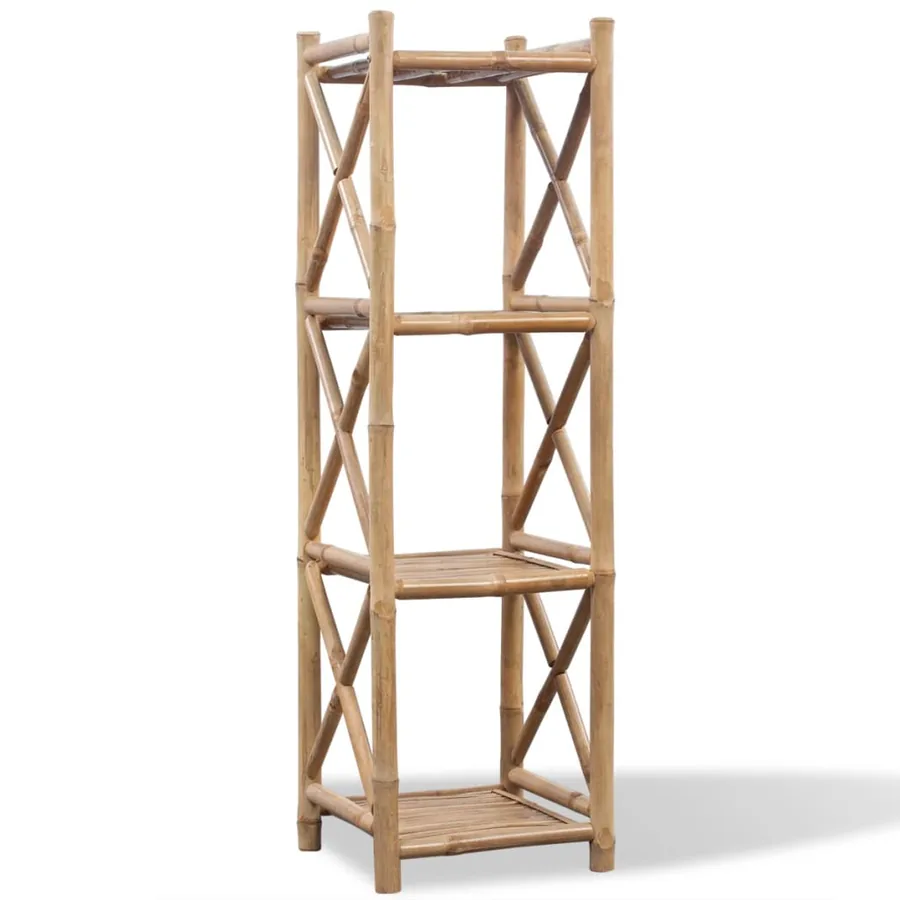 Étagère à 4 niveaux carré bambou