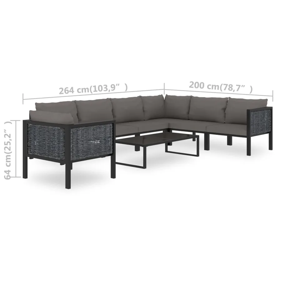 Salon de jardin 8 pcs avec coussins Résine tressée Anthracite - 12