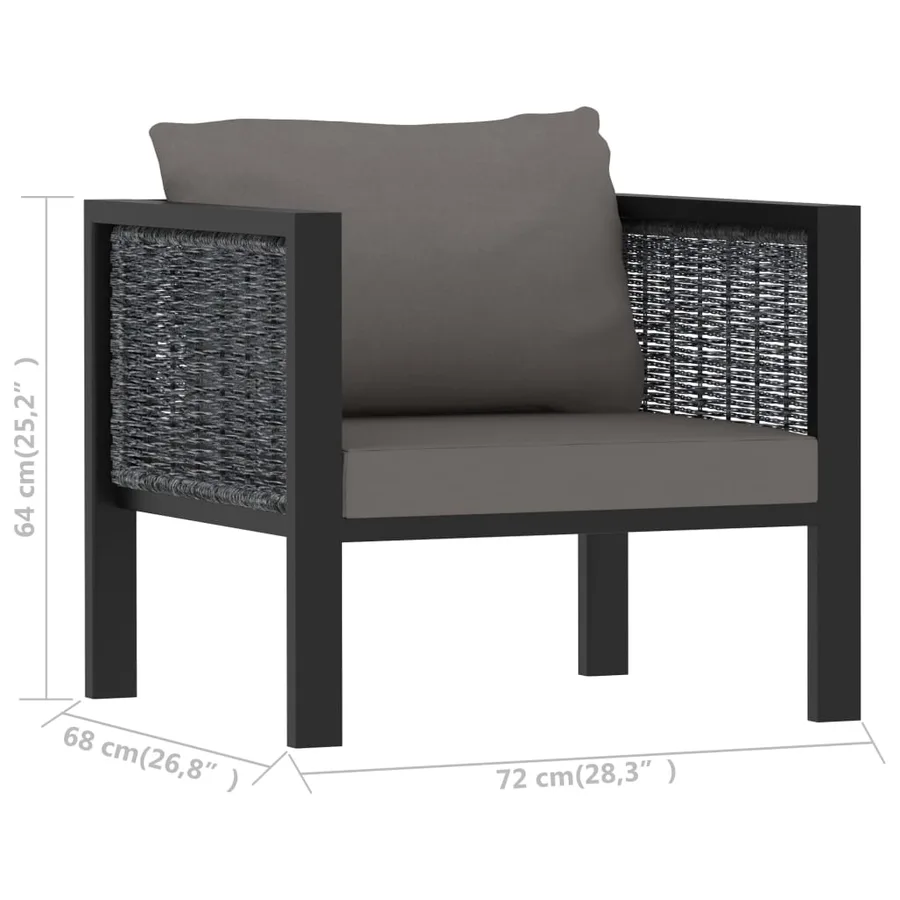 Salon de jardin 8 pcs avec coussins Résine tressée Anthracite - 14
