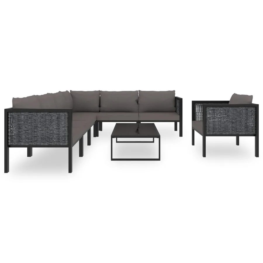 Salon de jardin 8 pcs avec coussins Résine tressée Anthracite - 2