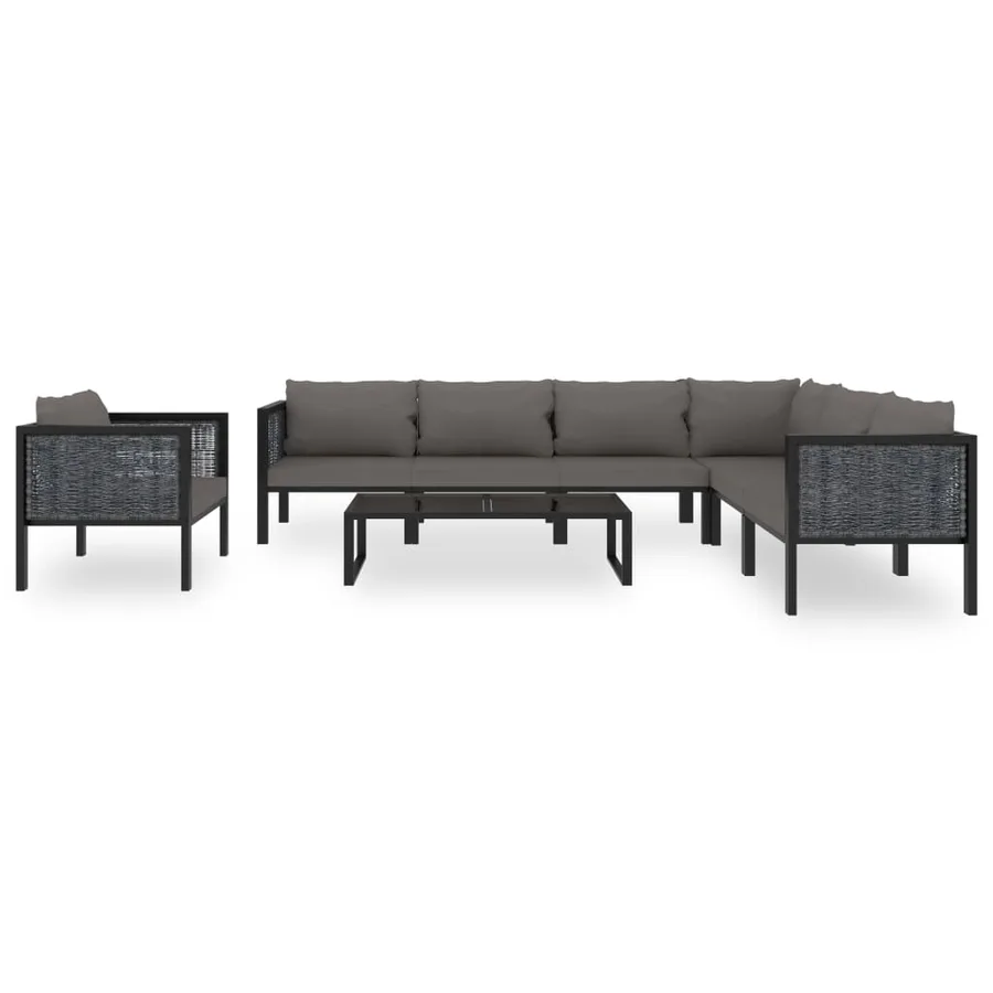 Salon de jardin 8 pcs avec coussins Résine tressée Anthracite - 3