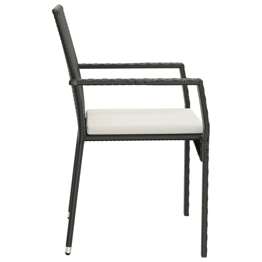 Ensemble à manger de jardin coussins 7pcs Noir Résine tressée - 6