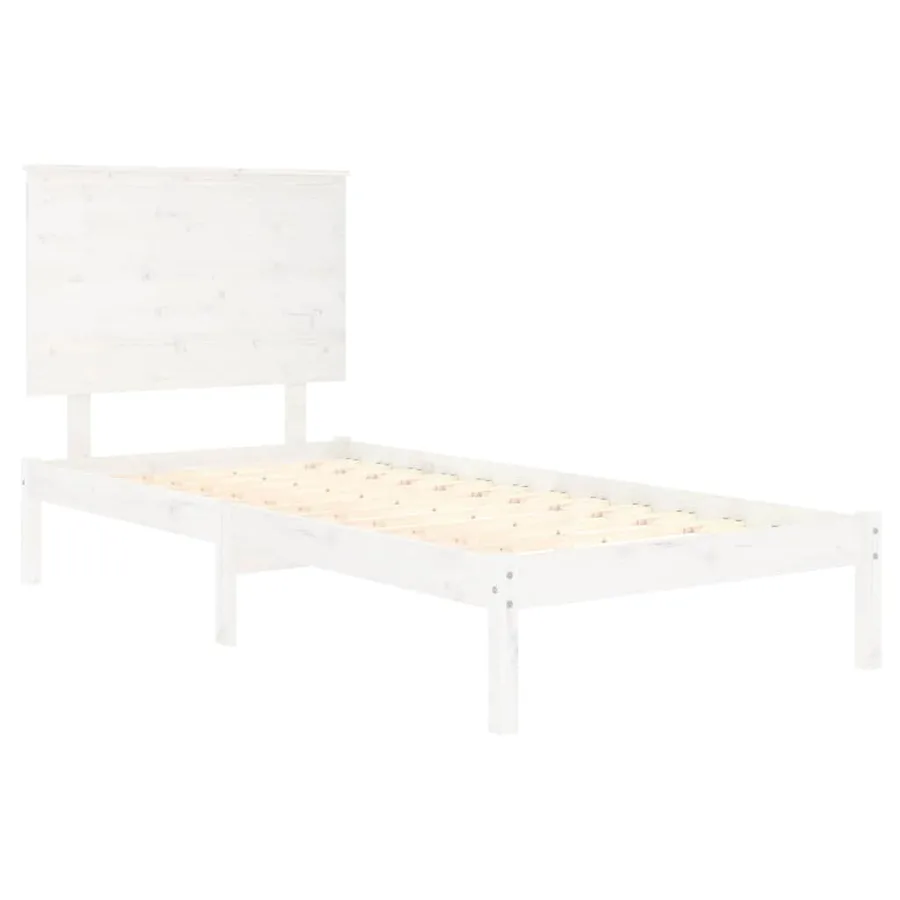 Cadre de lit sans matelas blanc 90x200 cm bois de pin massif - 4