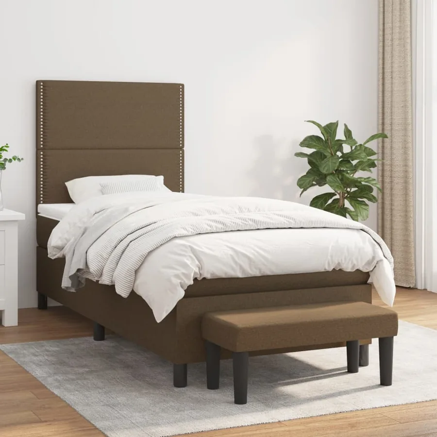 Sommier à lattes de lit avec matelas Marron foncé 100x200 cm