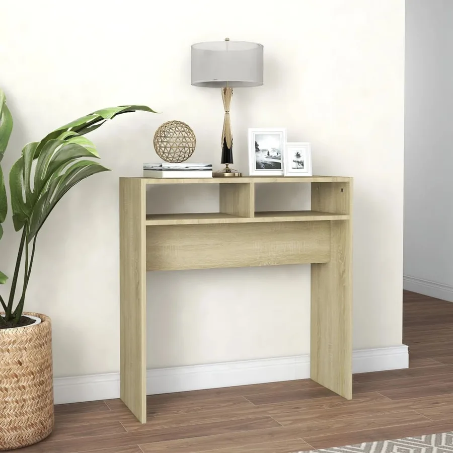 Table console chêne sonoma 78x30x80 cm bois d'ingénierie - 3