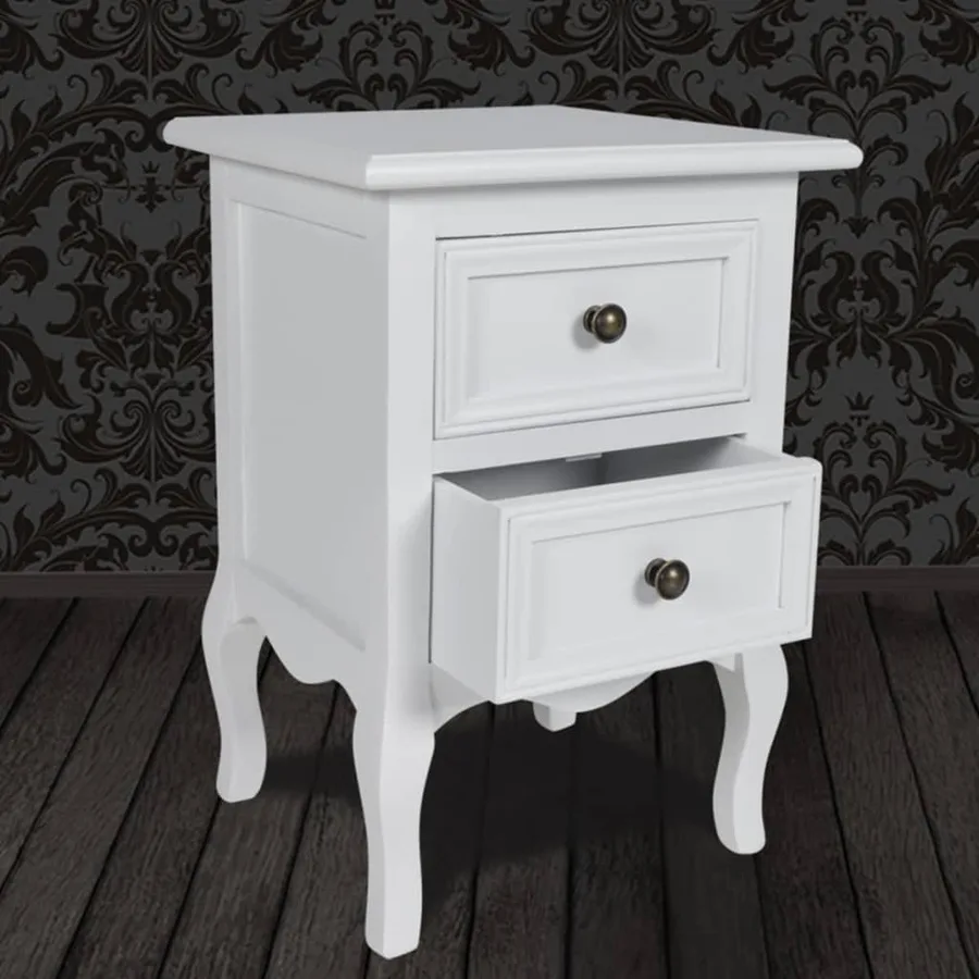 Table de chevet avec 2 tiroirs MDF Blanc - 3