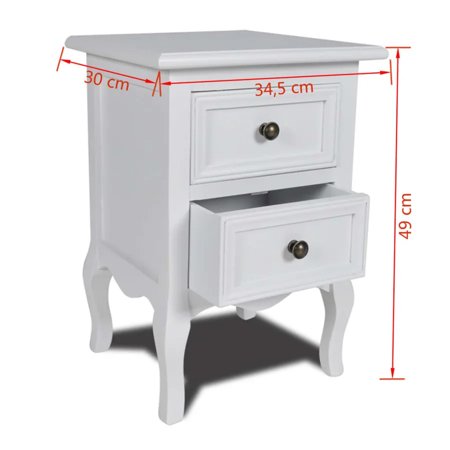 Table de chevet avec 2 tiroirs MDF Blanc - 6