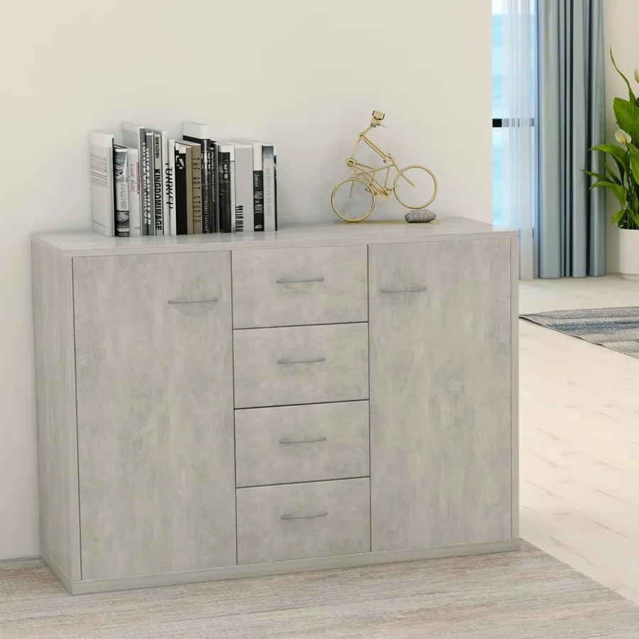 Buffet Gris béton 88x30x65 cm Bois d'ingénierie