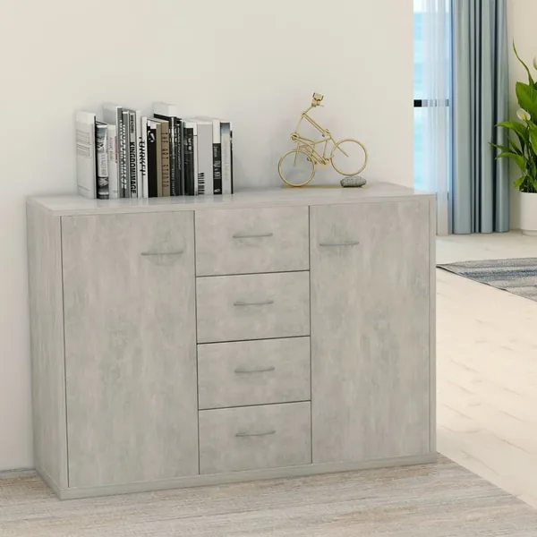 Buffet Gris béton 88x30x65 cm Bois d'ingénierie