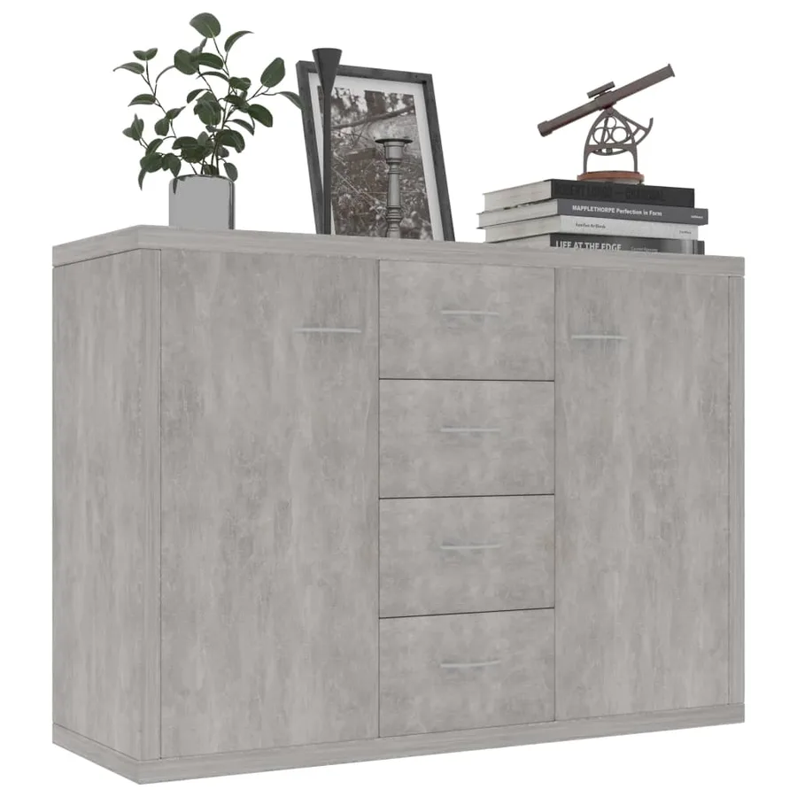 Buffet Gris béton 88x30x65 cm Bois d'ingénierie - 3