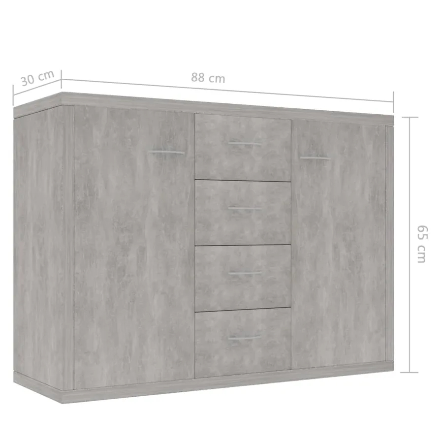 Buffet Gris béton 88x30x65 cm Bois d'ingénierie - 6
