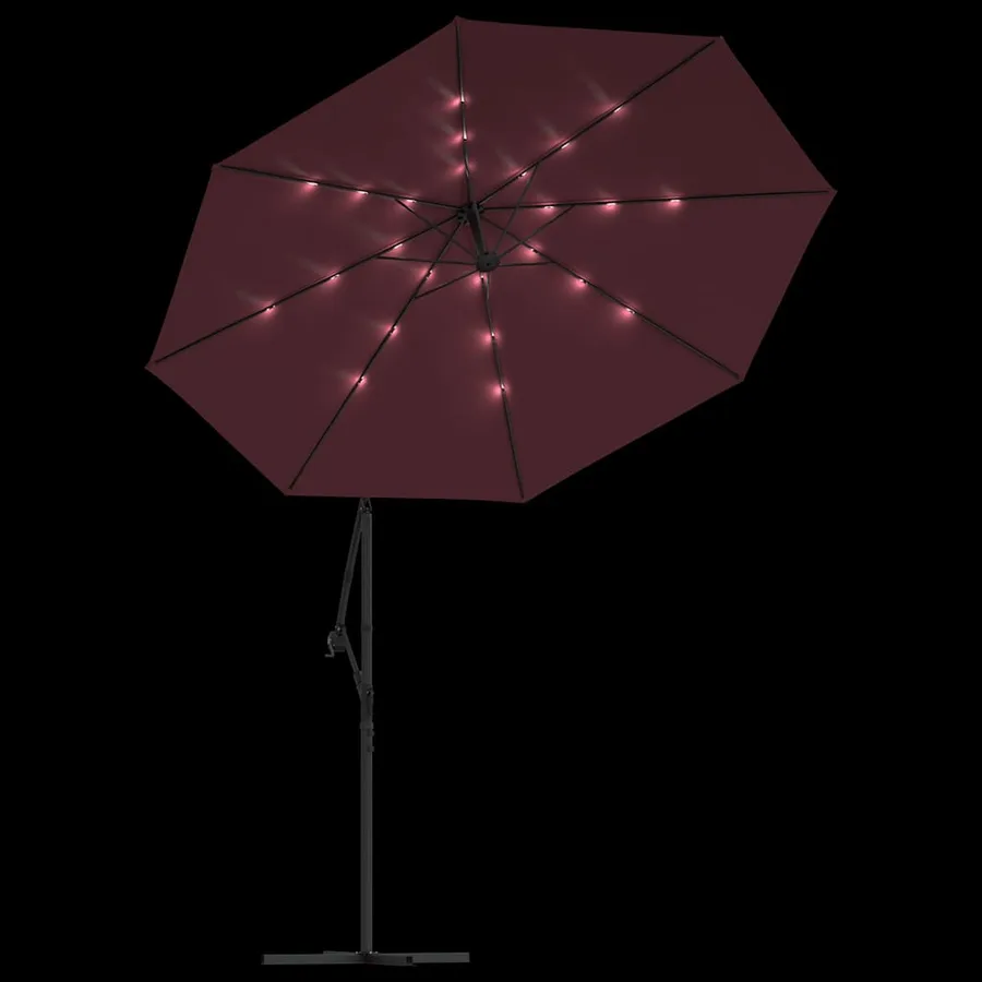 Parasol de jardin en porte-à-faux et lumières LED mât en acier - 6
