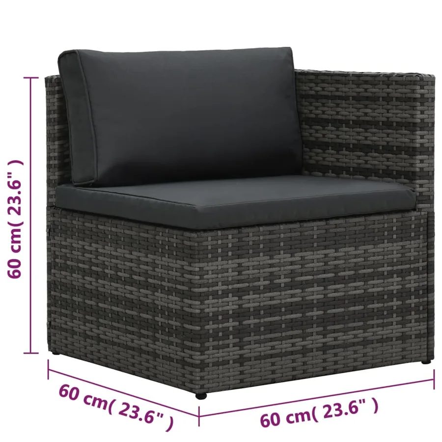 Salon de jardin 5 pcs avec coussins Résine tressée Gris - 14