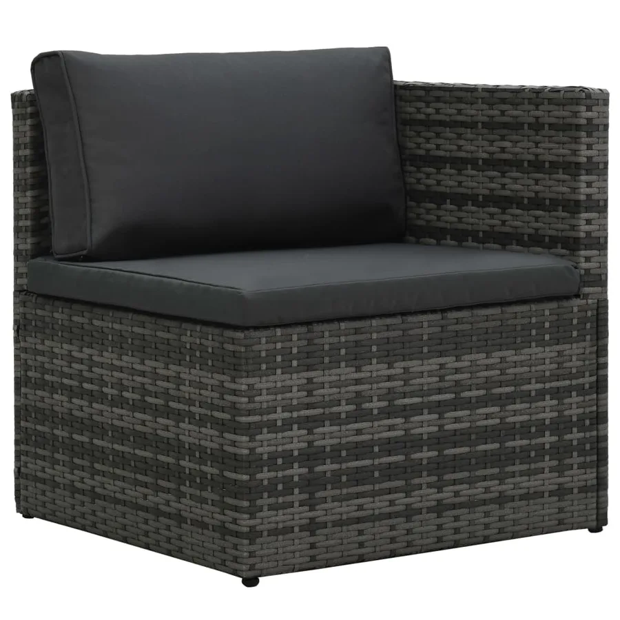 Salon de jardin 5 pcs avec coussins Résine tressée Gris - 6