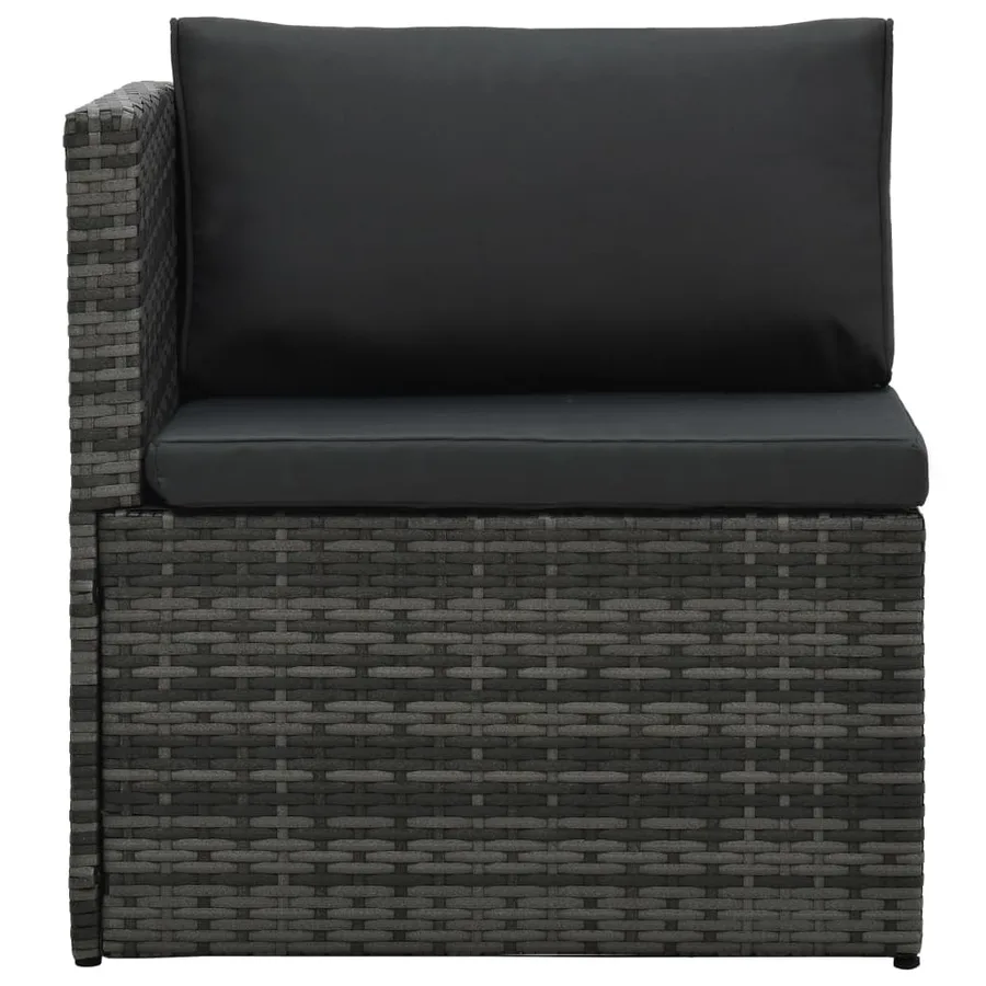 Salon de jardin 5 pcs avec coussins Résine tressée Gris - 7