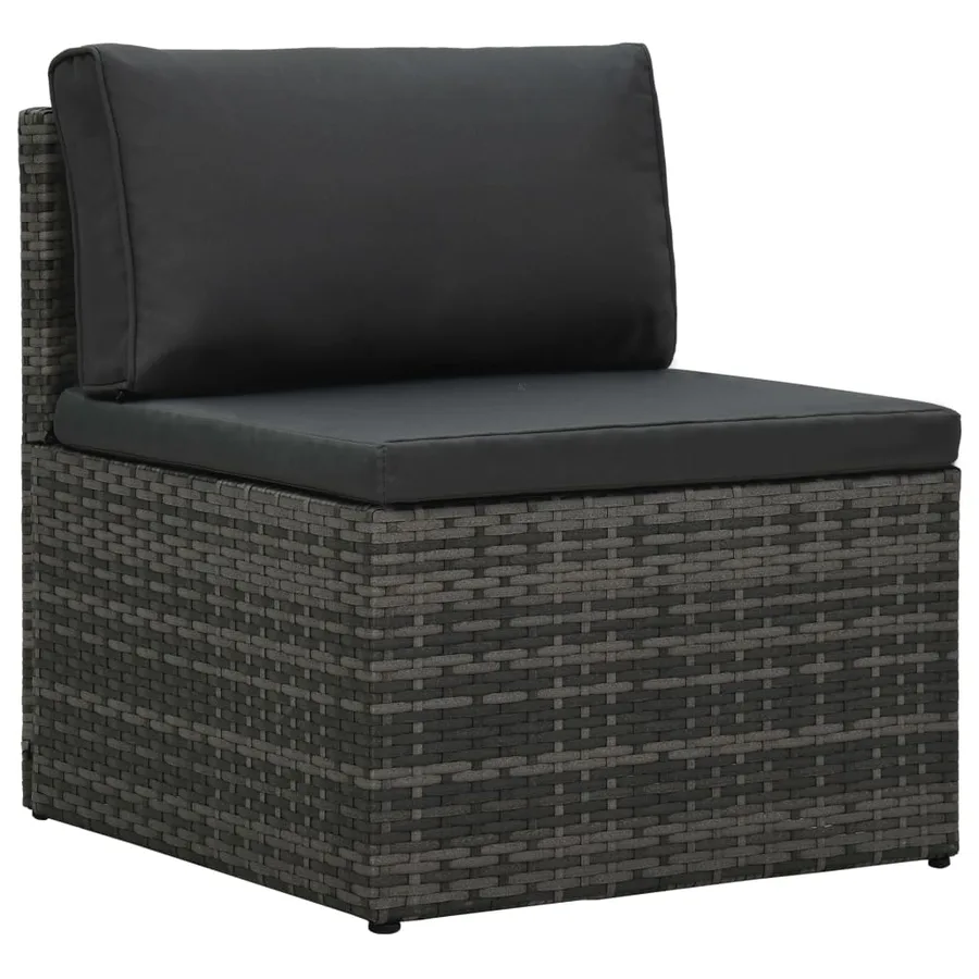 Salon de jardin 5 pcs avec coussins Résine tressée Gris - 8