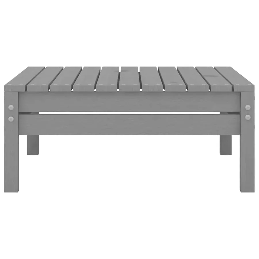 Repose-pied de jardin gris bois de pin massif - 3